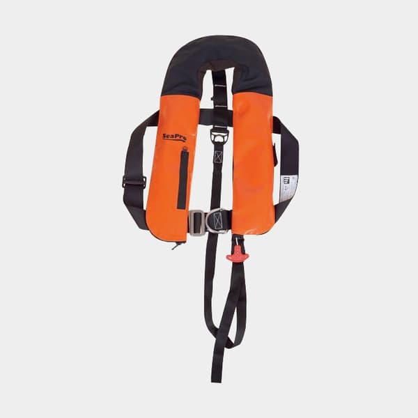 Uppblåsbar flytväst Seapro Industry 150N, automatisk, med ring för säkerhetslina, orange, One-Size (&gt; 50 kg) + kolsyrepatron 33 gram