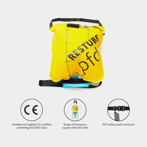 Uppblåsbart flythjälpmedel i midjeväska Restube PFD 75N, manuell, blå, + kolsyrepatron 16 gram Flytväststorlek: One-Size (40+ kg)
