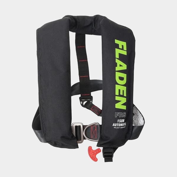 Uppblåsbar flytväst Fladen Fishing FRS 150N Limegreen, automatisk, svart/grön + kolsyrepatron 33 gram Flytväststorlek: One-Size (40+ kg)