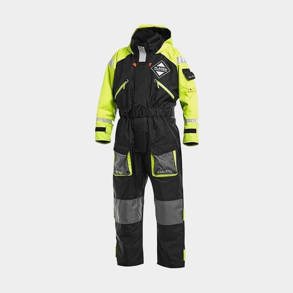Flytoverall Fladen Fishing 845XY 50N, dam, gul/svart Flytväststorlek: Small (40 - 60 kg)