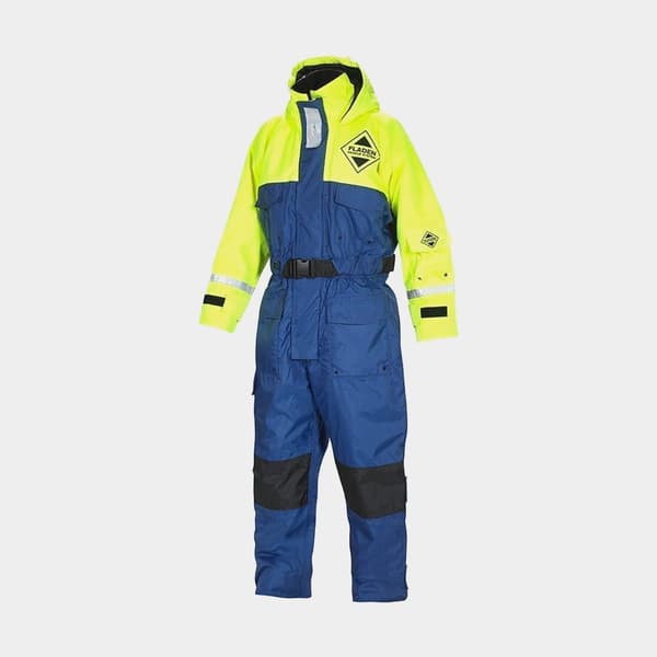 Flytoverall Fladen Fishing 845 50N, blå/gul Flytväststorlek: Large (80 - 100 kg)