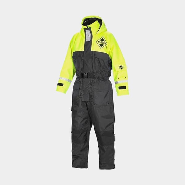 Flytoverall Fladen Fishing 845 50N, svart/gul Flytväststorlek: Small (50 - 70 kg)