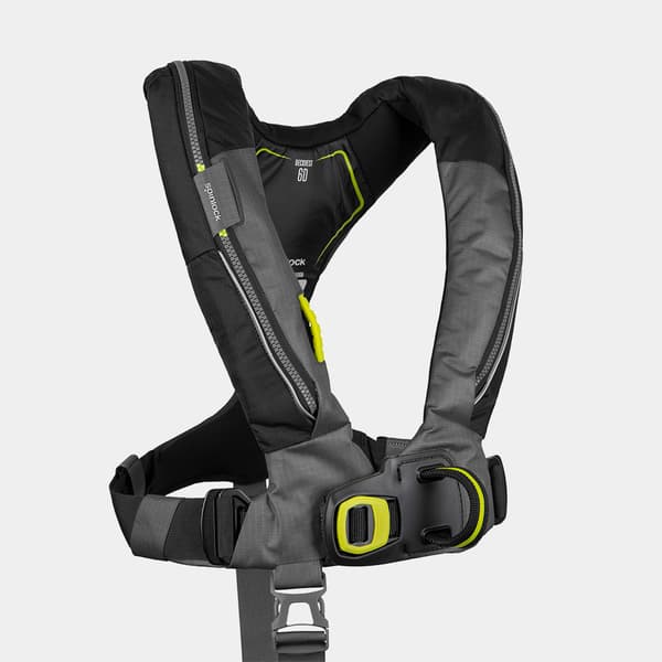 Uppblåsbar flytväst Spinlock Deckvest 6D 170N Black, automatisk + kolsyrepatron 33 gram Flytväststorlek: One-Size (50+ kg)