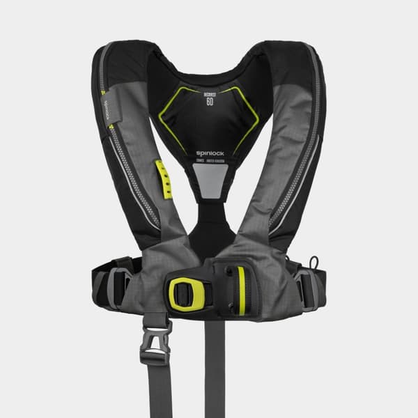 Uppblåsbar flytväst Spinlock Deckvest 6D 170N Black, automatisk + kolsyrepatron 33 gram Flytväststorlek: One-Size (50+ kg)