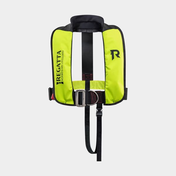 Uppblåsbar flytväst för barn Regatta AquaSafe Junior Harness 110N Fluorescent Yellow, automatisk, One-Size (18 - 40 kg) + kolsyrepatron 24 gram