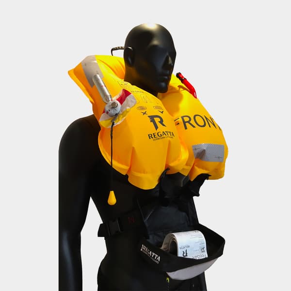 Uppblåsbart flythjälpmedel i midjeväska Regatta FeelSafe 50N Reflective Grey, manuell, One-Size (40+ kg) + kolsyrepatron 33 gram