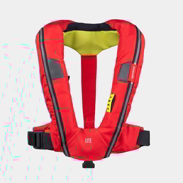 Uppblåsbar flytväst Spinlock Deckvest LITE 170N Mercury Red, automatisk + kolsyrepatron 33 gram Flytväststorlek: One-Size (50+ kg)
