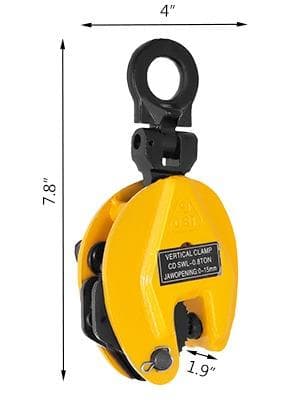 0,8 ton kapacitet vertikal stålplåt lyftklämma med säkerhetsskydd, 0-15 mm öppning, 180° vridbar, lätt att använda
