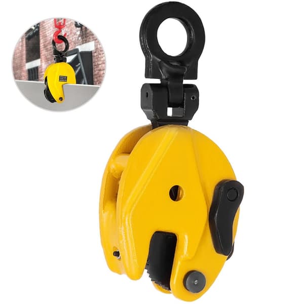 2 ton kapacitet vertikal stålplåt lyftklämma med säkerhetsskydd, 0-25 mm öppning, 180° vridbar, lätt att använda