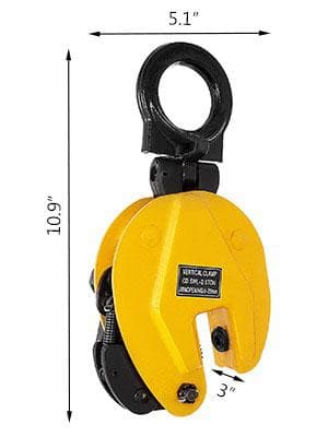 1 ton kapacitet vertikal stålplåt lyftklämma med säkerhetsskydd, 0-15 mm öppning, 180° vridbar, lätt att använda