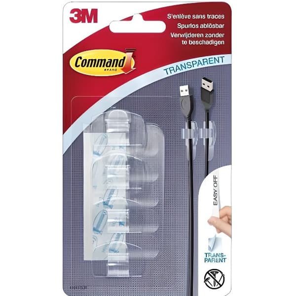 3M COMMAND Klar kabelklämma - Transparent - Liten modell