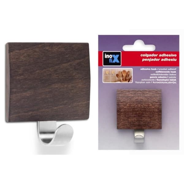 Kroknålsfäste - Rostfritt stål - Wenge trä - 51x45x24mm - Brun - Såld enskilt