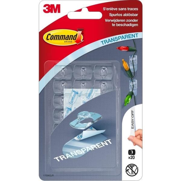 Crochet klar déko klämma - Transparent - 3M - Crochet - Plast - 24 flikar