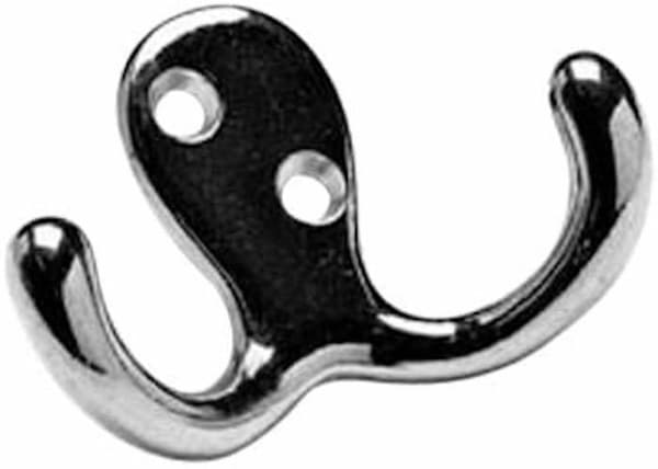 Häkel - kam - hängring - krok Bulk hårdvara - BH00127 - Paket med 4 Dubbelkrokar Krom