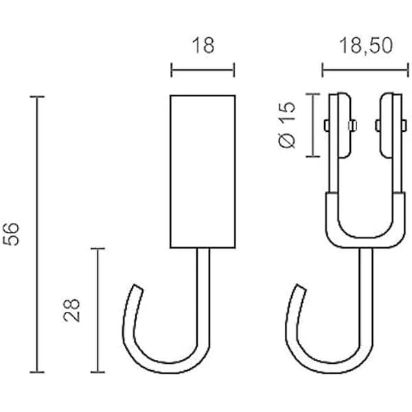MICEL - 92577 Remskiva för markis sidogardinskena för invändiga lager, vit, 18,5 x 18 x 56 mm, 2-pack