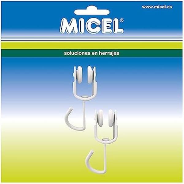 MICEL - 92577 Remskiva för markis sidogardinskena för invändiga lager, vit, 18,5 x 18 x 56 mm, 2-pack