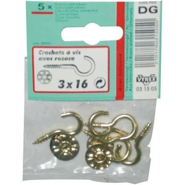 Crochet - försilvrad stål med rosett - 3.5x20 mm