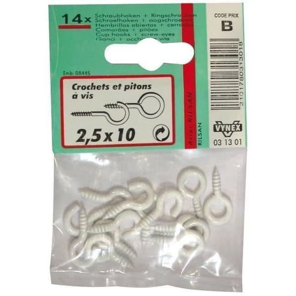 Crochet + rilsaniserad stålklämma - 2.5x10 mm