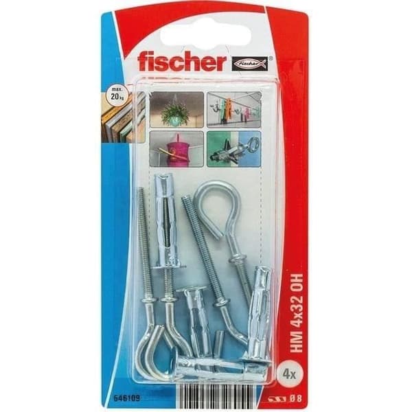 FISCHER - Blister med 4 pluggar för ihåliga kroppar piton hm4x32