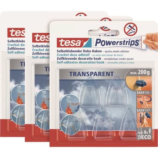 tesa POWERSTRIPS® Powerstrips krok DECO SMALL transparent Innehåll: 15 st.