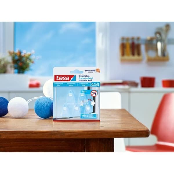 Klibbande - TESA - För glas och transparenta ytor - Belastning 0,2 Kg - Återanvändbar - Powerstrips