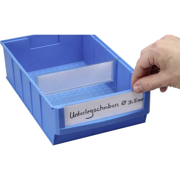 Allit 456597 Etiketter för genomskinliga lagerboxar ProfiPlus ShelfBox Label B Vit, Transparent 20 st