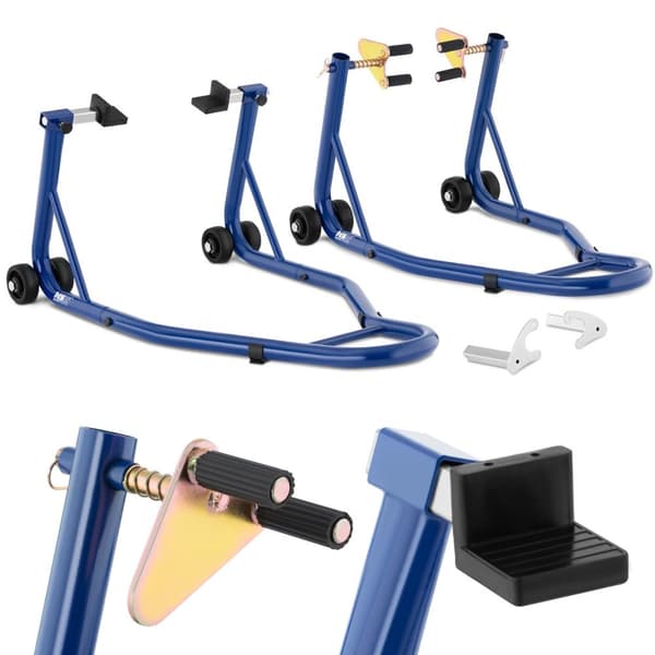 Motorcykelliftstativ, for og bag, op til 200 kg SÆT