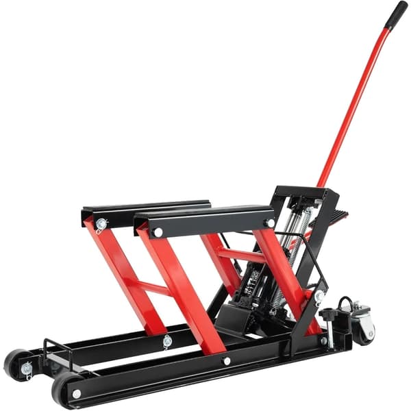 Motorcykel Hydraulisk Lift, Høj Belastningskapacitet 680 kg, Justerbar Løfteområde,Sort Rød