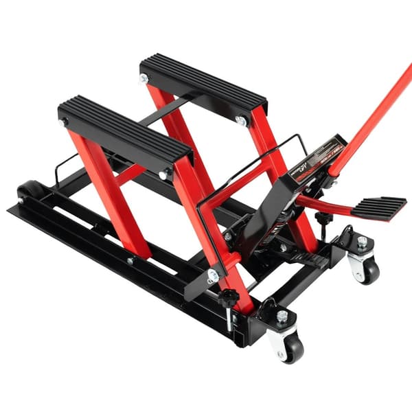Motorcykellift, Maksimal belastning 680 kg, Løfteområde 115-365 mm, Håndtag længde 57,5 cm,RØD