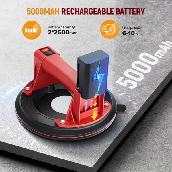 Elektrisk vakuum sugekop, 300 kg belastningsevne, 6-10 timers batterilevetid