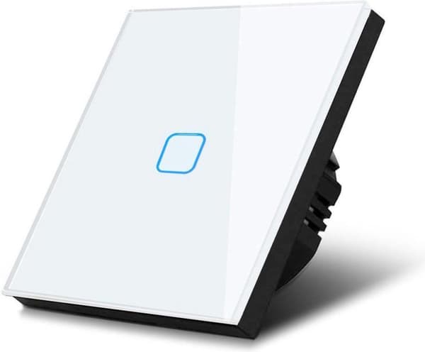 Maclean Energy MCE701W Touch lyskontakt, enkelt, glas, hvid med firkantet knap