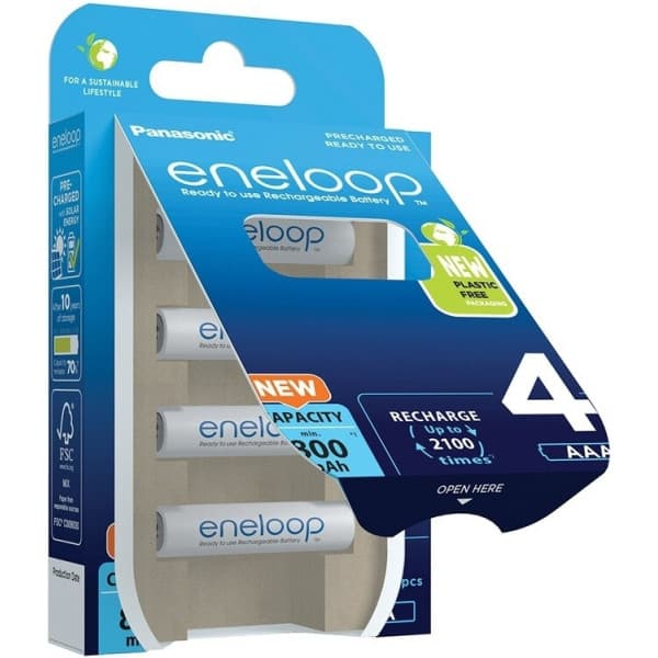 Panasonic Eneloop AAA 800 mAh-batteri, 4 stk.