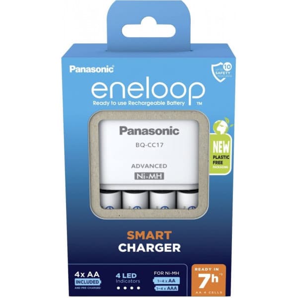Panasonic Eneloop BQ-CC17 -laddare, + 4 st 1900 mAh AA-batterier