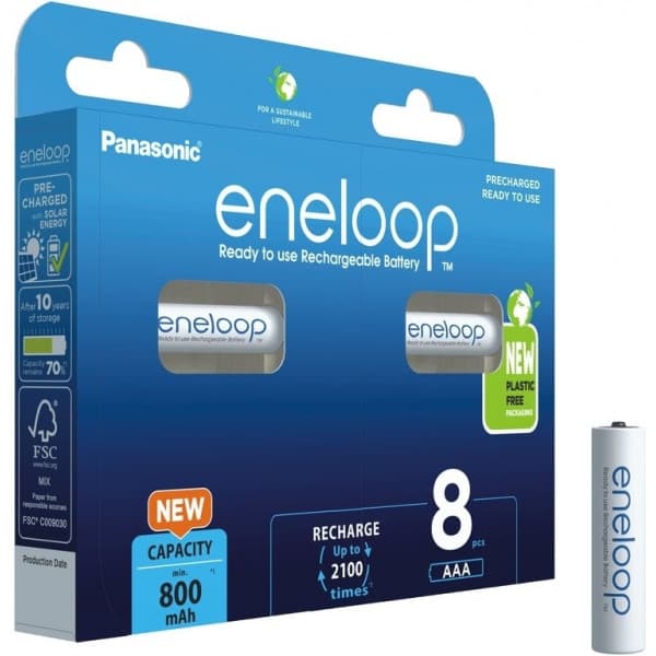 Panasonic Eneloop AAA 800 mAh -batteri, 8 stk.