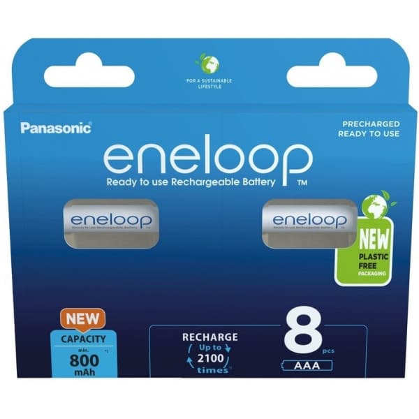 Panasonic Eneloop AAA 800 mAh -batteri, 8 stk.