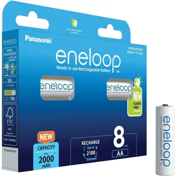 Panasonic Eneloop AA 2000 mAh - batteri, 8 st