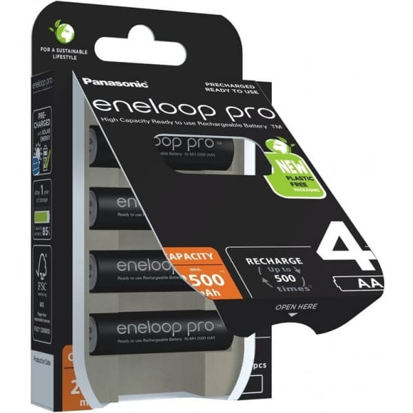 Panasonic Eneloop Pro AA 2500 mAh -batteri, 4 stk pakke.