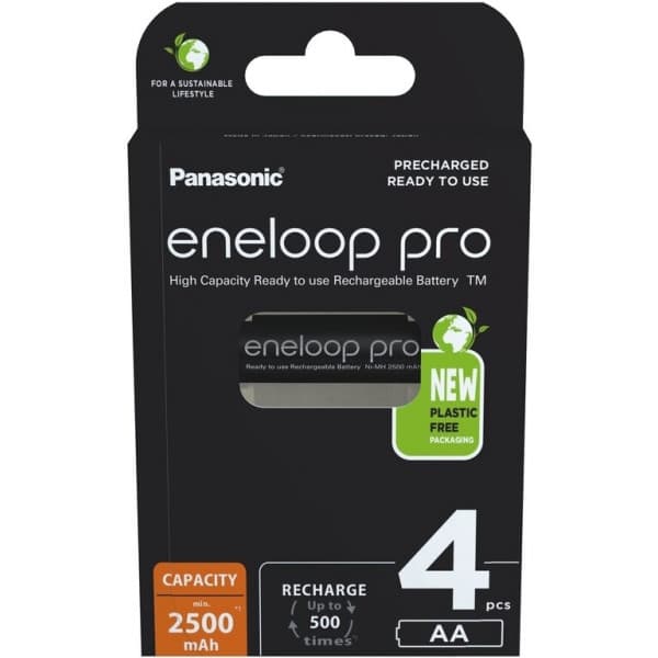 Panasonic Eneloop Pro AA 2500 mAh -batteri, 4 stk pakke.