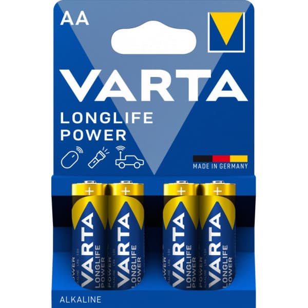 Varta Longlife Power-alkalibatteri, 4 stk. AA (LR06) batterier