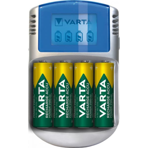 Varta LCD Charger -latauslaite ja 4 kpl AA (LR6) 2600 mAh akkuparistoja