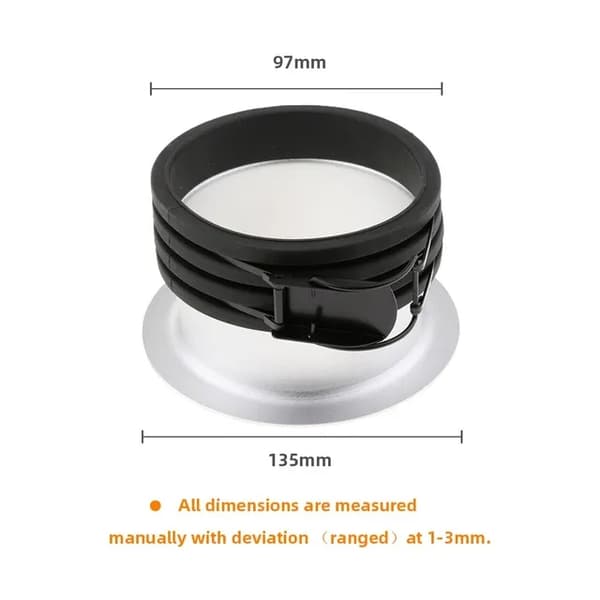 Renkaan sovitin, yhteensopiva Bowensin, Elinchromin ja Profoton kanssa., 135mm Profoto Mount