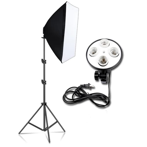 Valokuvaus Softbox-valaistussarja, neljä lamppua Softbox, 50x70CM Soft Box, 135W päivänvalolamppu
