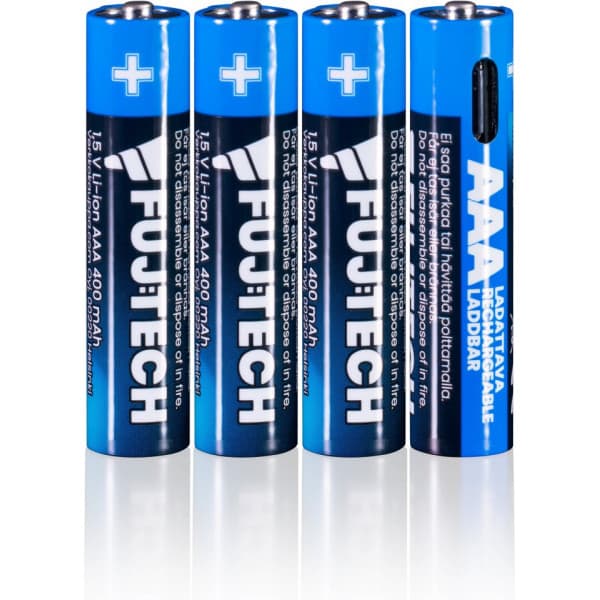 Fuj:tech Li-Ion USB-C Rechargeable AAA Battery -akkuparisto, 4 kpl