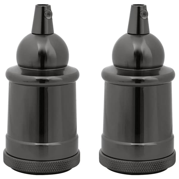 Lamphållare 2 st blank svart E27