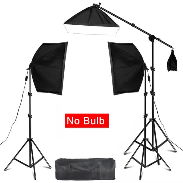 Fotografi Softbox Sæt, Justerbar Lystativ, E27 Lampesokkel,9PCS UDEN Pære