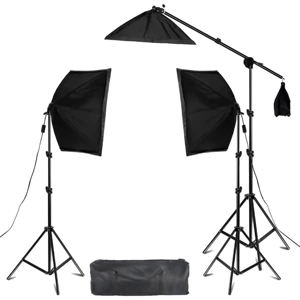 Fotografi Softbox Sæt, Justerbar Lystativ, E27 Lampesokkel,9PCS UDEN Pære