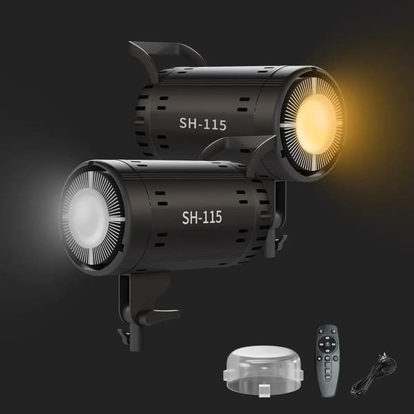 Bowens Video Studio Belysningskit, 3000-6000K Justerbar Farve, Dæmpbar Lysstyrkekontrol,2 stk 115W