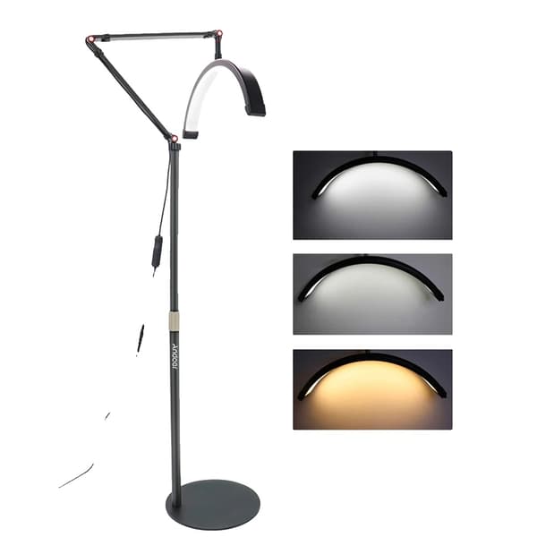 Golvlampa med LED-video, justerbar färgtemperatur 3000K-6000K, 20W effekt,svart