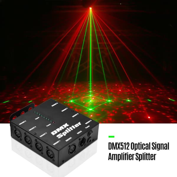 DMX512 Optisk Signalforstærker, 8 Uafhængige Udgange, Pålidelig Signalisolering,sort