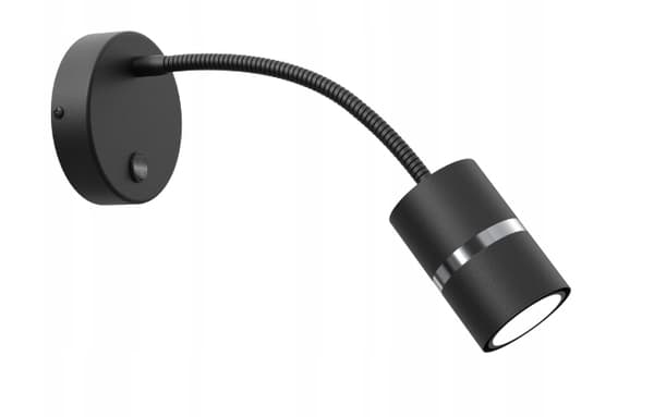 +Gratis. Vägglampa justerbar flexibel arm Gu10 svart ovanför sängen för läsning